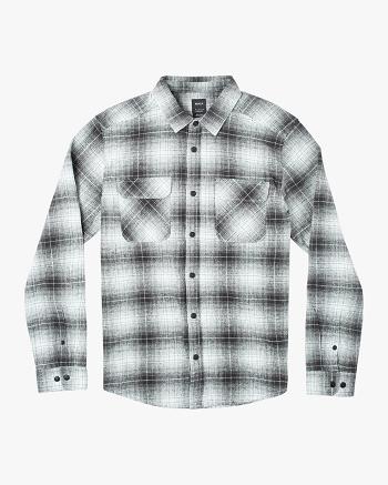 Green Tea Rvca Vesuvio Long Sleeve Flannel Men's T shirt | PUSER25868