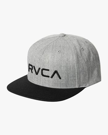 Heather Grey/Black Rvca Twill Snapback II Men's Hats | USDFL53935