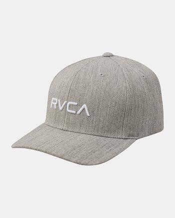 Heather Grey Rvca Flex Fit Men's Hats | FUSHY71797