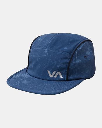 Indigo Tie Dye Rvca Yogger Strapback Men's Hats | EUSVG66376