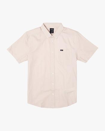Latte Rvca Hastings Denim Short Sleeve Men's T shirt | TUSPQ81651