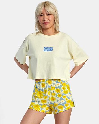 Lemon Rvca Good Times Boyfriend Crop Women's T shirt | USJZR65509