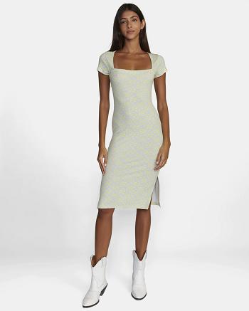Lime Yellow Rvca Partition Women's Dress | GUSEC46715