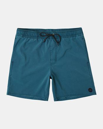 Mallard Blue Rvca Pigment Elastic 17 Men's Shorts | USDFL47727