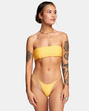 Marigold Rvca Brightside Bandeau Women's Bikini Tops | USEGJ84597