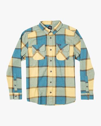 Marsh Rvca Work Flannel Long Sleeve Men's T shirt | PUSQX71644