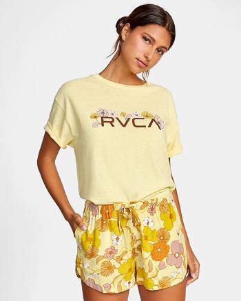 Mellow Yellow Rvca New Yume Drawcord Shorts Women's Loungewear | UUSTG92126