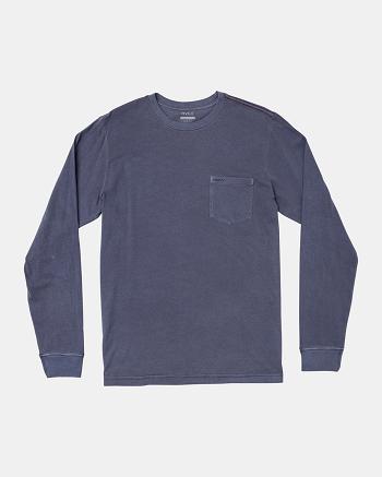 Moody Blue Rvca PTC Pigment Men's Long Sleeve | DUSVO99686