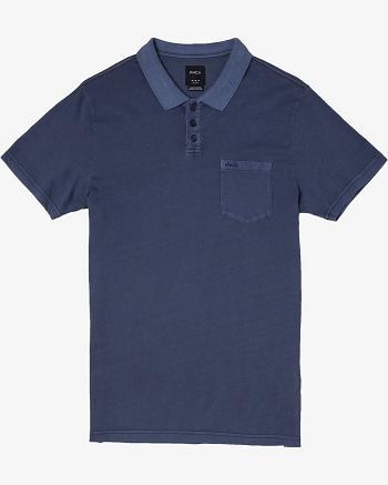 Moody Blue Rvca PTC Pigment Polo Men's T shirt | FUSHY74598