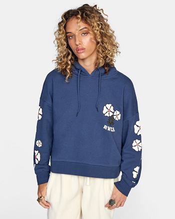 Moody Blue Rvca Soft At Heart Women's Hoodie | USNZX95221