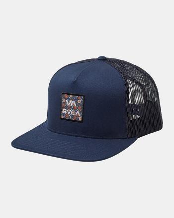 Moody Blue Rvca VA All The Way Print Trucker Men's Hats | USCVG68450