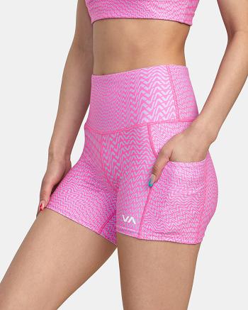 Motif Fluro Rvca VA Essential Pocket Technical Bike Women's Running Shorts | BUSSO90517