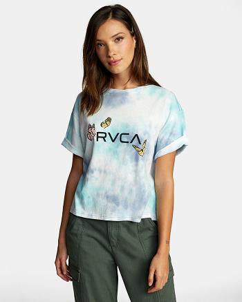 Multi Rvca Butterfly Crop Women's T shirt | DUSKV64857