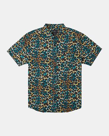 Multi Rvca Cheeter Short Sleeve Men's T shirt | USZDE53326