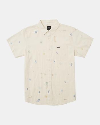 Natural Rvca Desert Trip Short Sleeve Men's T shirt | MUSFT17919