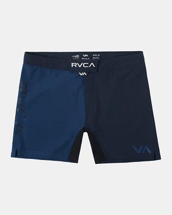 Navy Rvca Fight Scrapper Elastic Men's Running Shorts | UUSTG92084