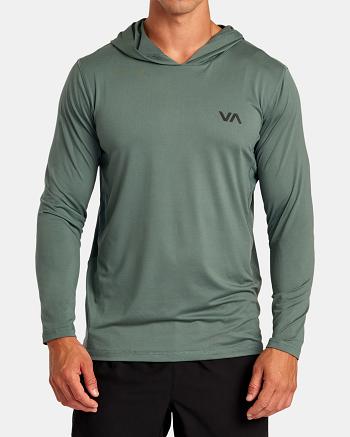 Old Sage Rvca Sport Vent Technical Hooded Men's Long Sleeve | USQAV59542