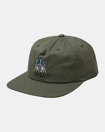 Olive Rvca Earth Corp Snapback Men's Hats | TUSPQ11742