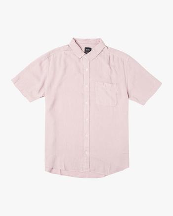Pale Mauve Rvca PTC Woven Short Sleeve Men's T shirt | ZUSMJ98034