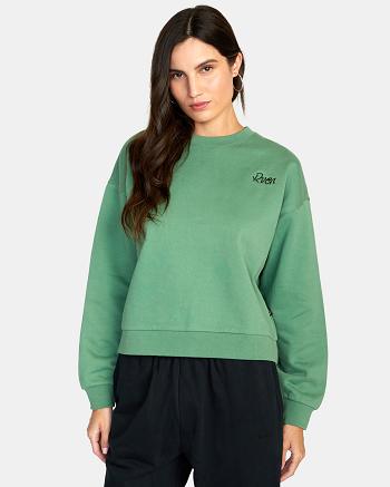 Palm Rvca Script Crewneck Sweatshirt Women's Loungewear | GUSUC75320