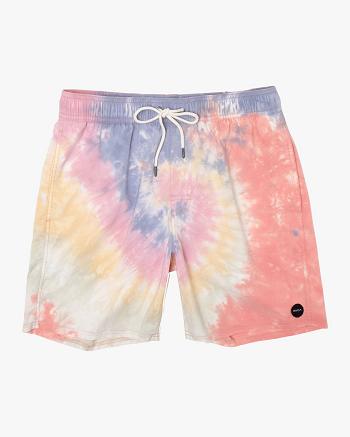 Rainbow Tie Dte Rvca Manic Elastic 17 Men's Shorts | USNEJ87885