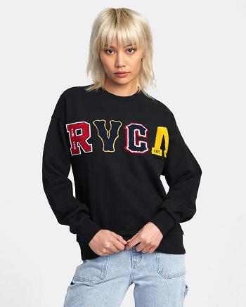 Rvca Black Rvca Letterman Women's Hoodie | TUSWZ90502