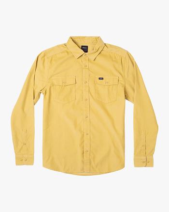Southern Moss Rvca Freeman Corduroy Long Sleeve Men's T shirt | FUSHY93629