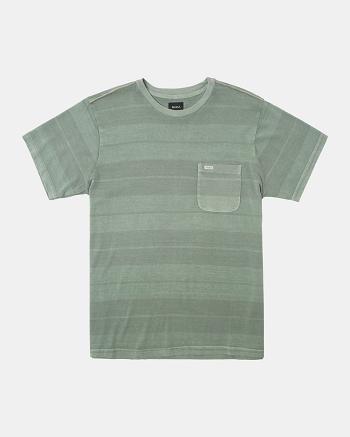 Spinach Rvca PTC Stripe T-Shirt Men's Short Sleeve | TUSPQ80476