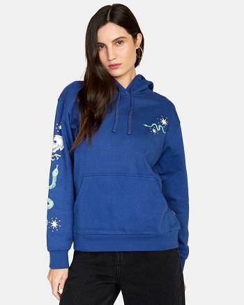 Twilight Blue Rvca Tempted Hoodie Women's Loungewear | TUSWZ47875