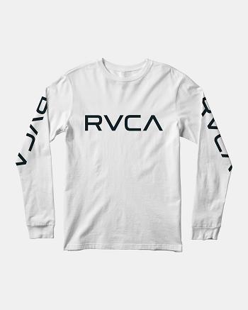 White/Black Rvca Big RVCA Long Sleeve Boys' Tanks | USCIF90905