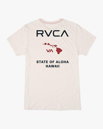 White/Red Rvca State Of Aloha Tee Men's Short Sleeve | USDYB97894