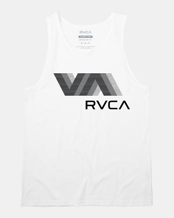 White Rvca VA Blur Men's Tanks | USEGJ57257